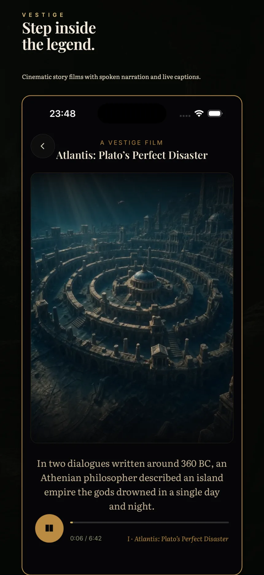 A cinematic Vestige film about Atlantis with spoken narration