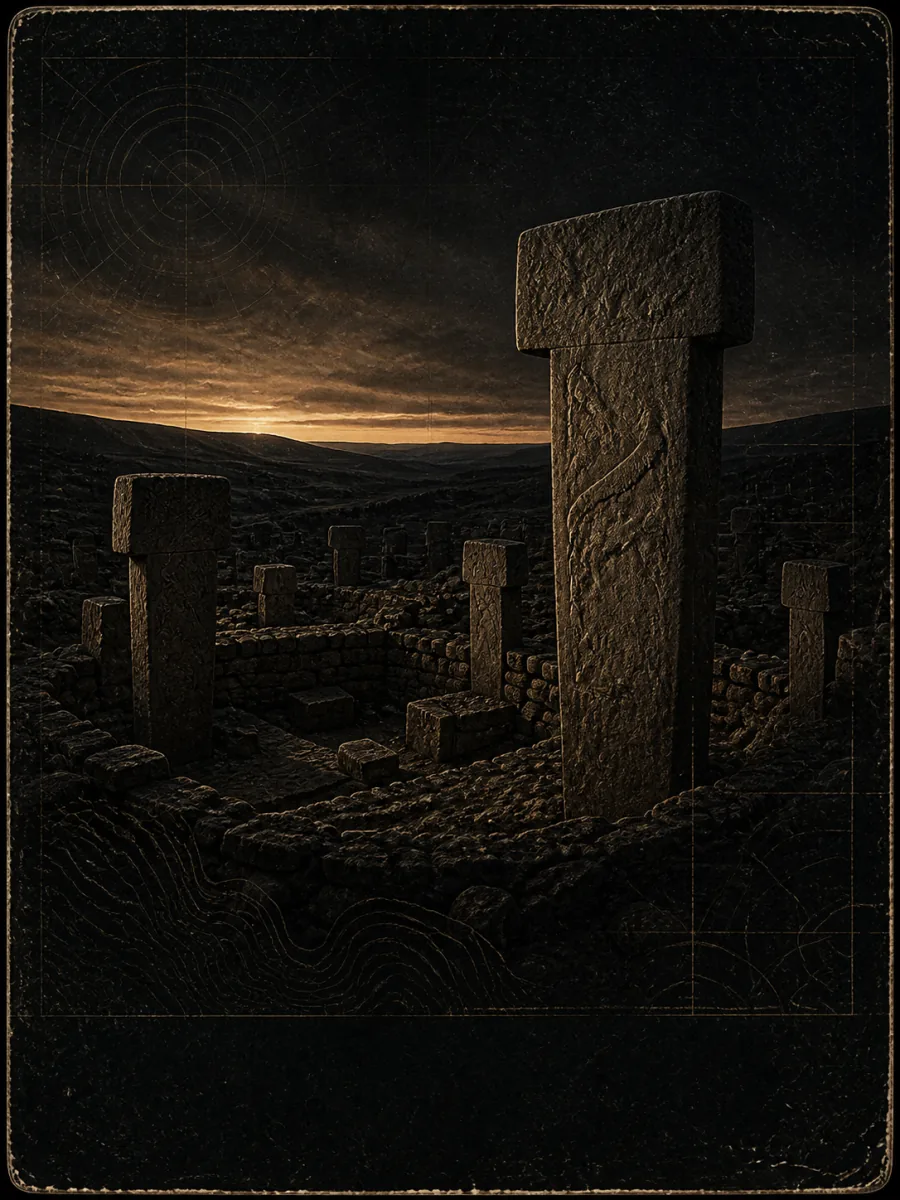The carved pillars of Göbekli Tepe at dawn